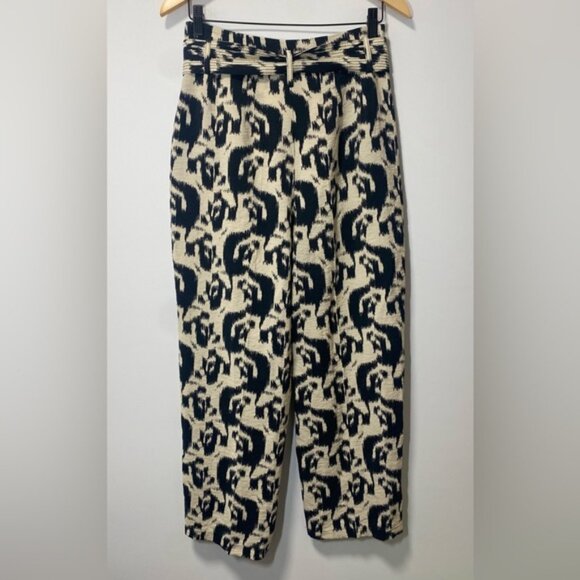 Zara Paperbag High Waisted Animal Print Belted Trousers size M - Picture 3 of 7